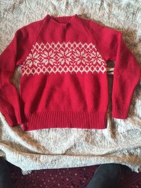 Women’s Red Fair Isle Wool Knit Sweater